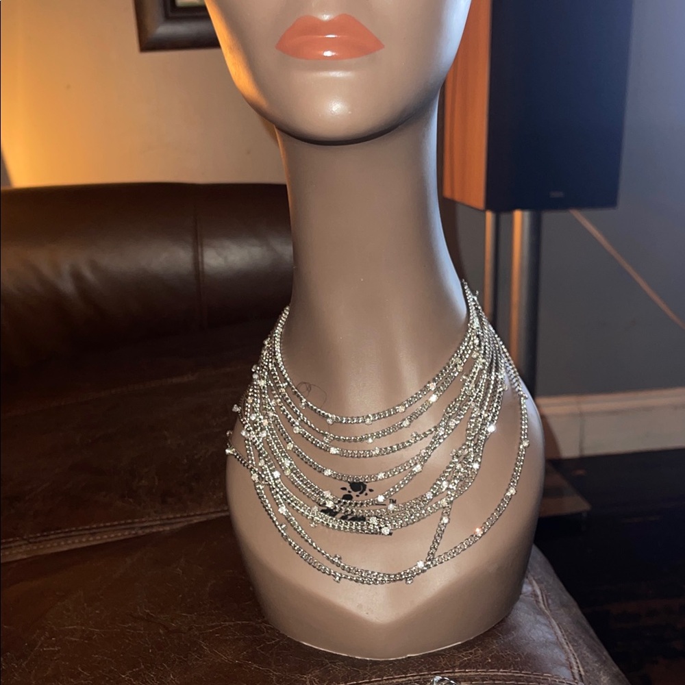 Elegant Silver Multi-Layer Necklace